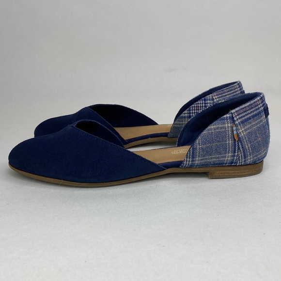 Toms Shoes - Toms "Julie" Suede & Textile Flat Shoes, Navy & Plaid, Women's size 8